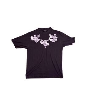 Criminal Damage Angel Cherub T Shirt Mens Small Black Graphic Tee Y2K